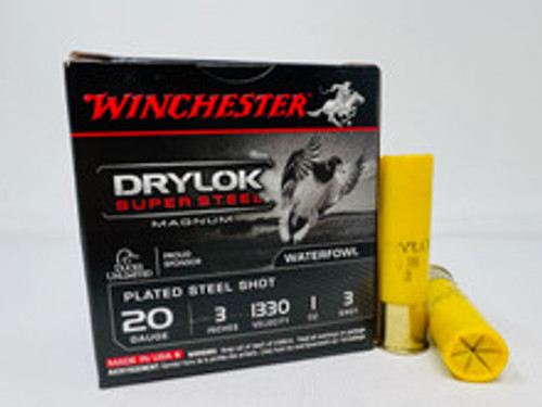 Winchester 20 Gauge Ammunition Drylok Super Steel Magnum XSM2033 3" #3 Shot 1oz 1330fps 25 Rounds