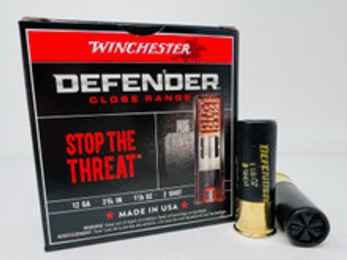 Winchester 12 Gauge Ammunition Defender Close Range S122PD25 2-3/4" 2 Shot 1-1/8oz 1145fps 25 Rounds