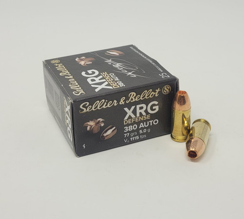 Sellier & Bellot 380 Auto Ammunition XRG Defense SB380XA 77 Grain Lead Free Hollow Point 25 Rounds