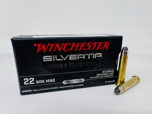 Winchester 22 Win Mag Ammunition Silvertip W22MST 40 Grain Defense Jacketed Hollow Point 50 Rounds