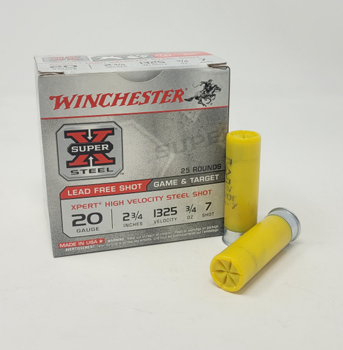 Winchester 20 Gauge Ammunition Super-X Steel WE20GT7 2-3/4" #7 Steel Shot 3/4oz 1325fps 25 Rounds