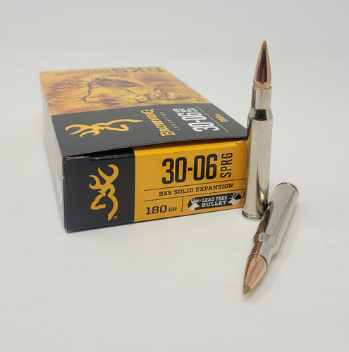 Browning 30-06 Ammunition BXS Solid Expansion B192430061 180 Grain Lead Free Polymer Tip 20 Rounds