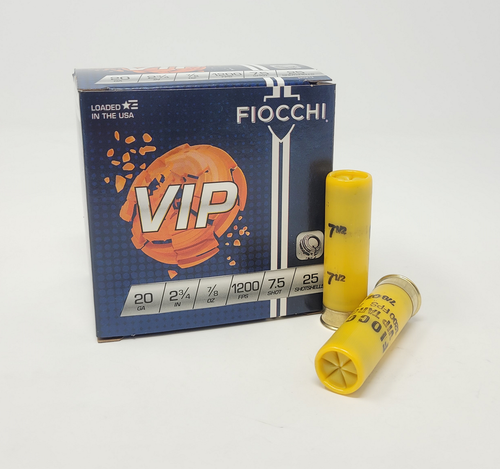 Fiocchi 20 Gauge Ammunition VIP Target FI20VIP75 2-3/4" #7.5 Shot 7/8oz 1200fps 25 Rounds