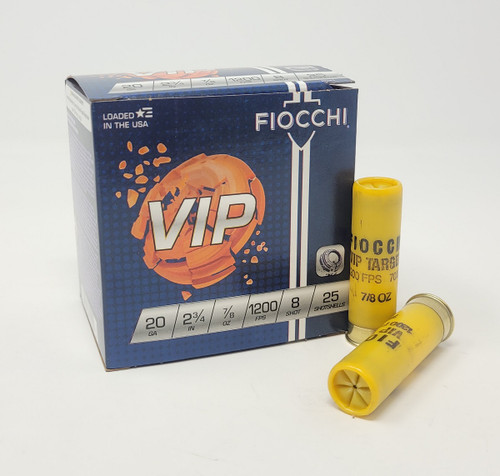 Fiocchi 20 Gauge Ammunition VIP Target FI20VIP8 2-3/4" #8 Shot 7/8oz 1200fps 25 Rounds