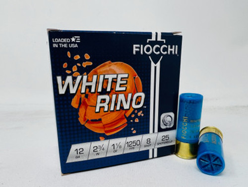 Fiocchi 12 Gauge Ammunition White Rhino FI12WRO8CASE 2-3/4" 8 Shot 1-1/8oz 1250fps CASE 250 Rounds