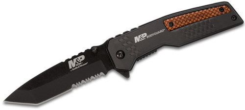 Smith & Wesson M&P Bodyguard Folding Knife SW1085900 3.5" Serrated Tanto Blade Wood/Black