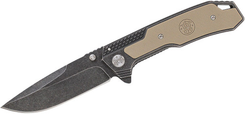 Smith & Wesson Folding Knife SW609 Frame Lock 3.6" Drop Point Blade Stonewash/FDE