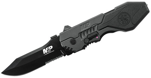 Smith & Wesson M&P MAGIC Assisted Opening Folding Knife SWMP4LS 3.6" Serrated Drop Point Blade Black
