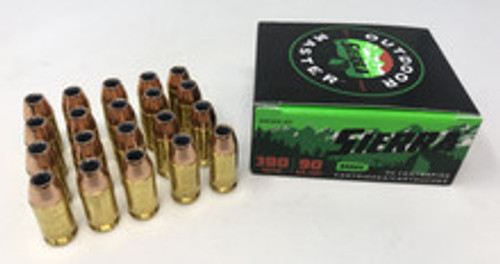 Sierra 380 Auto Ammunition SRAA810027 90 Grain Jacketed Hollow Point 20 Rounds