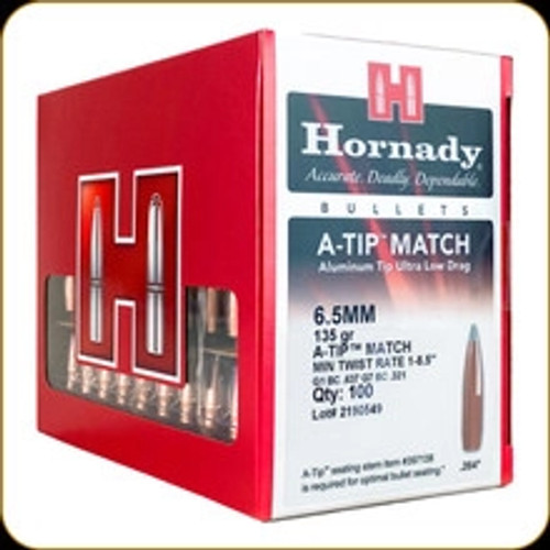 Hornady 6.5mm (.264 Dia) Reloading Bullets H26179 135 Grain A-Tip Match 100 Pieces