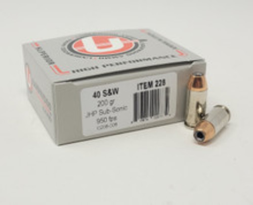 Underwood 40 S&W Ammunition UW228 Sub-Sonic 200 Grain Jacketed Hollow Point 20 Rounds