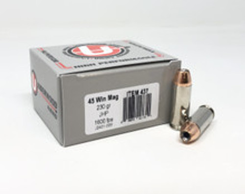 Underwood 45 Win Mag Ammunition 230 Grain Jacketed Hollow Point UW437 20 Rounds