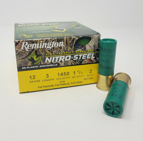 Remington 12 Gauge Ammunition Nitro Steel NS12M2 3" #2 Shot 1-1/4oz 1450fps 25 Rounds