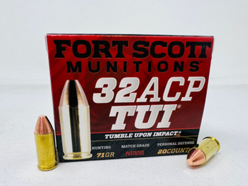 Fort Scott Munitions 32 ACP Ammunition FSM32ACP071SCV 71 Grain Solid Copper Spun 20 Rounds