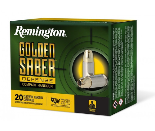 Remington 45 Auto Ammunition Golden Saber Defense Compact Handgun GSC45APBN 230 Grain Brass Jacketed Hollow Point 20 Rounds