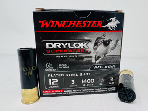 Winchester 12 Gauge Ammunition Drylok Super Steel Magnum XSV1233 3" #3 Shot 1-1/4oz 1400fps 25 Rounds