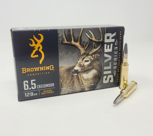 Browning 6.5 Creedmoor Ammunition Silver Series B192600651 129 Grain Plated Soft Point 20 Rounds