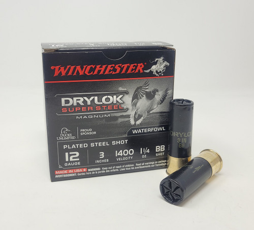 Winchester 12 Gauge Ammunition Drylok Super Steel Magnum XSV123BB 3" BB Shot 1-1/4oz 1400fps 25 Rounds