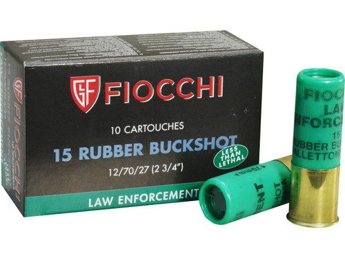 Fiocchi 12 Gauge Ammunition FI12LERB10 2-3/4" Rubber Buckshot 10 Rounds