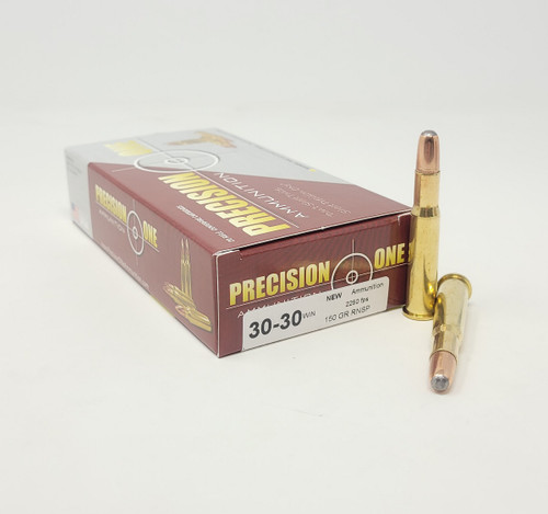 Precision One 30-30 Win Ammunition PONE1593 150 Grain Round Nose Soft Point 20 Rounds
