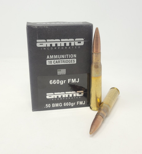 Ammo Inc 50 BMG Ammunition AI50BMG660FMJ-A10 660 Grain Full Metal Jacket 10 Rounds