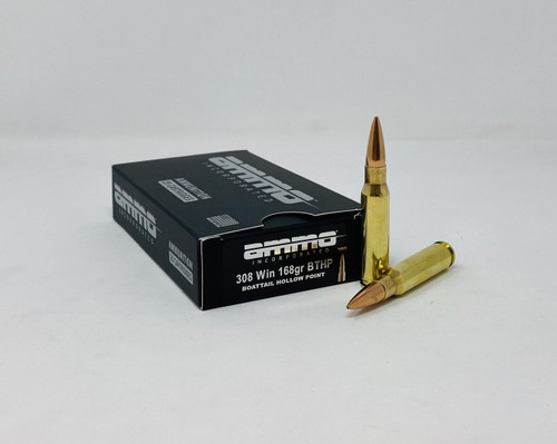 Ammo Inc 308 Win Ammunition AI308168BTHP-A20 168 Grain Boat Tail Hollow Point 20 Rounds