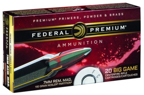 Federal 7mm Rem Mag Ammunition P7RF 160 Grain Nosler Partition 20 rounds