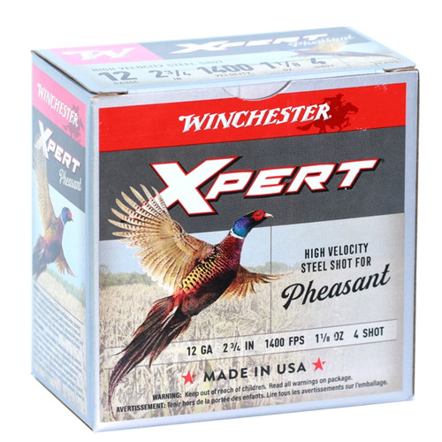 Winchester 12 Gauge Ammunition Xpert HV Steel Pheasant WEXP12H4 #4 Shot 2-3/4" 1-1/8oz 1400fps 25 Rounds