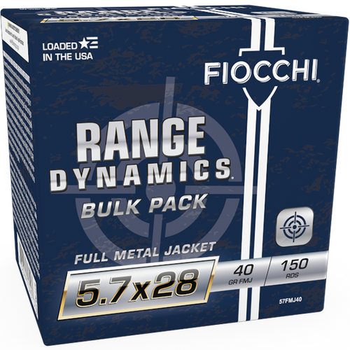 Fiocchi 5.7x28mm Ammunition Range Dynamics FI57FMJ40 40 Grain Full Metal Jacket Bulk Pack 150 Rounds