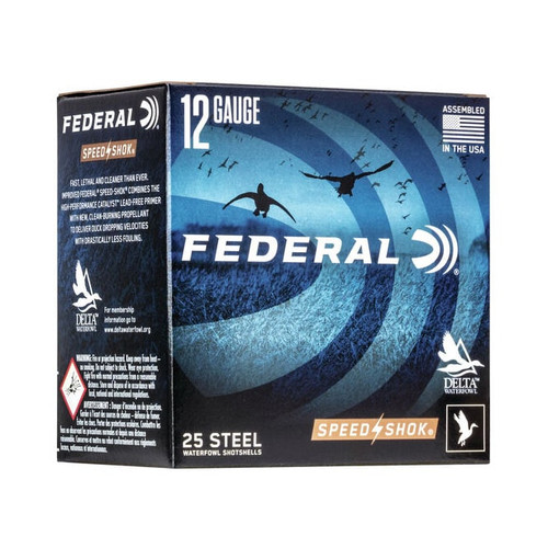 Federal 12 Gauge Ammunition Speed Shok Waterfowl WF1454 #4 Steel Shot 2-3/4" 1-1/8oz 1500fps 25 Rounds