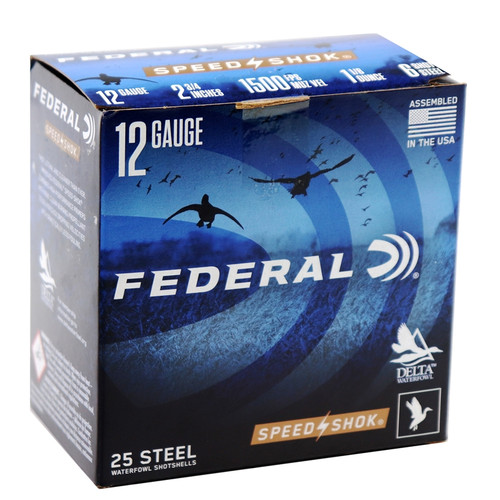 Federal 12 Gauge Ammunition Speed Shok Waterfowl WF1456 #6 Steel Shot 2-3/4" 1-1/8oz 1500fps 25 Rounds
