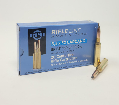 Prvi PPU 6.5x52mm Carcano Ammunition Rifle Line PP6SP 139 Grain Soft Point Boat Tail 20 Rounds