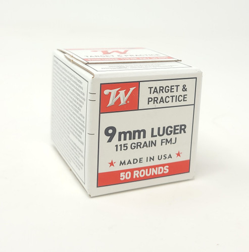 Winchester 9mm Ammunition Target & Practice W9MM50 115 Grain Full Metal Jacket 50 Rounds