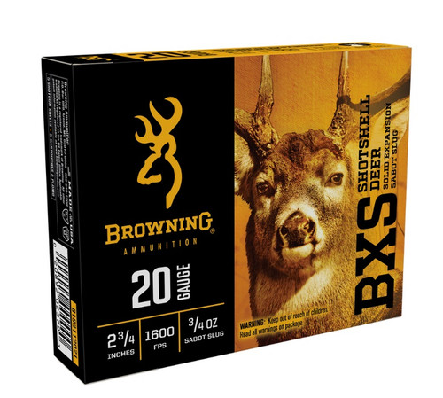 Browning 20 Gauge Ammunition BXS Shotshell Deer B193112021 2-3/4" Sabot Slug 3/4oz 1600fps 5 Rounds