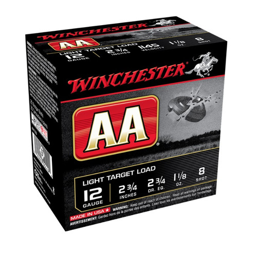 Winchester 12 Gauge Ammunition AA Light Target AA128BOX 2-3/4" #8 Shot 1-1/8oz 1145fps 25 Rounds