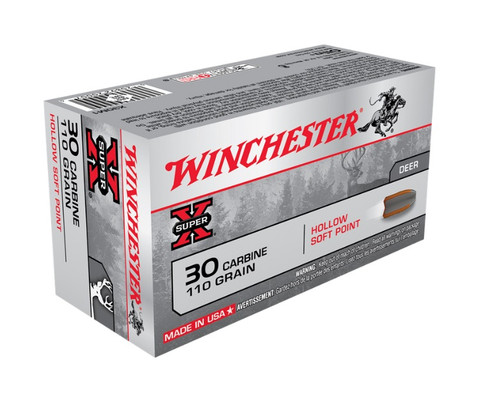 Winchester 30 Carbine Ammunition Super-X X30M1 110 Grain Hollow Soft Point 50 Rounds