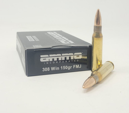 Ammo Inc 308 Win Ammunition 308147FMJ-A20 150 Grain Full Metal Jacket 20 Rounds