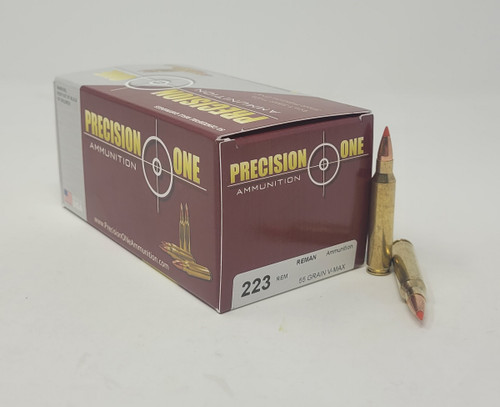 Precision One 223 Rem REMAN Ammunition PONE480 55 Grain V-Max 50 Rounds