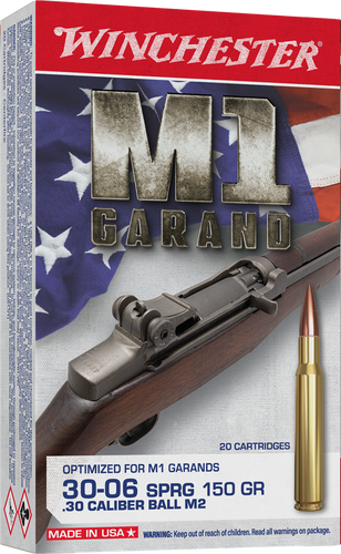 Winchester 30-06 Springfield Ammunition M1 Garand WIN3006M2 150 Grain M2 Ball Full Metal Jacket 20 Rounds