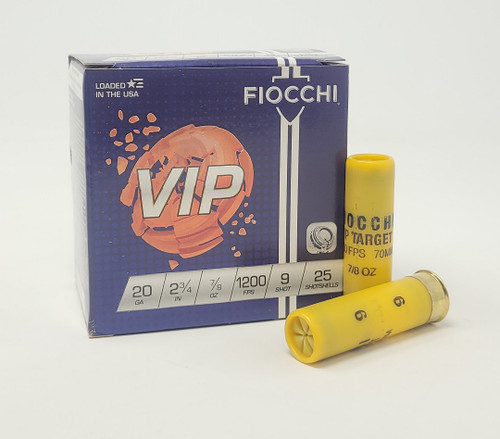 Fiocchi 20 Gauge Ammunition VIP FI20VIP9CASE 2-3/4" #9 Shot 7/8oz 1200fps CASE 250 Rounds