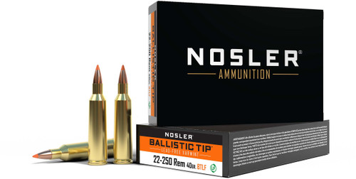 Nosler 22-250 Remington Ammunition Varmint NOS61044 40 Grain Lead Free Ballistic Tip 20 Rounds