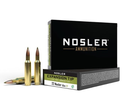 Nosler 22 Nosler Ammunition NOS40140 55 Grain Lead Free Expansion Tip 20 Rounds