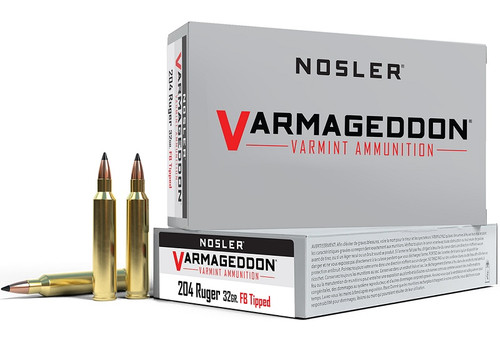 Nosler 204 Ruger Ammunition Varmageddon NOS65115 32 Grain Flat Base Ballistic Tip 20 Rounds