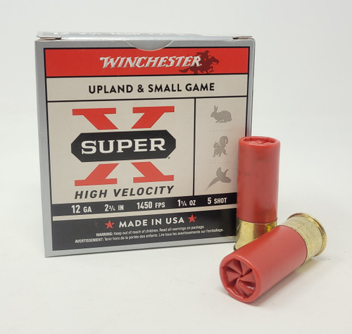 Winchester 12 Gauge Ammunition Super-X High Velocity X12HV5 2-3/4" #5 Shot 1-1/4oz 1405fps 25 Rounds