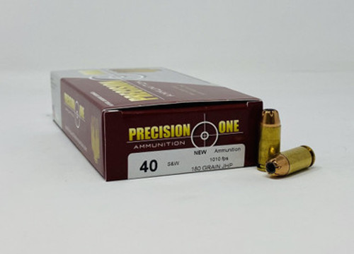 Precision One 40 S&W Ammunition PONE90 180 Grain Jacketed Hollow Point 50 Rounds