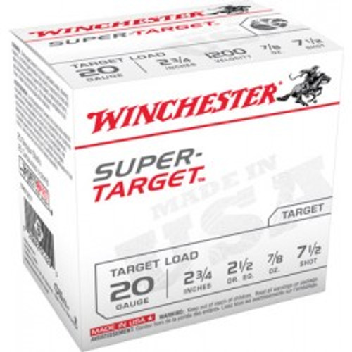 Winchester 20 Gauge Ammunition Target TRGT207 2-3/4" 7/8oz #7-1/2 shot 1200 FPS 25 Rounds