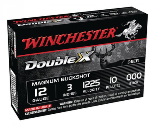 Winchester 12 Gauge Ammunition Double X X123C000B 3" 000 Buckshot 10 Pellet 1225fps 5 Rounds