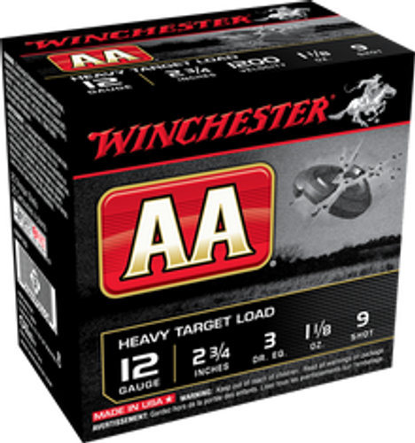 Winchester 12 Gauge Ammunition Heavy Target Loads AAM129BOX 2-3/4" #9 Shot 1-1/8oz 1200fps 25 Rounds