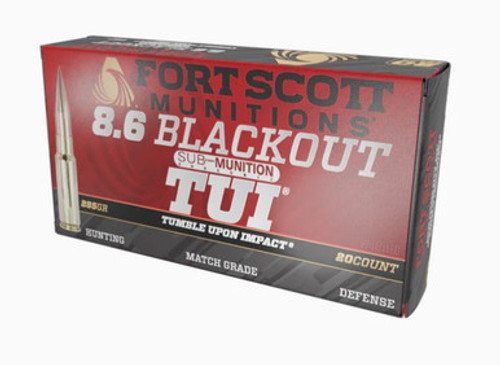 Fort Scott Munitions 8.6mm Blackout Ammunition Subsonic Match Grade FSM86BLK285SCV2SS 285 Grain Solid Copper Spun TUI 20 Rounds