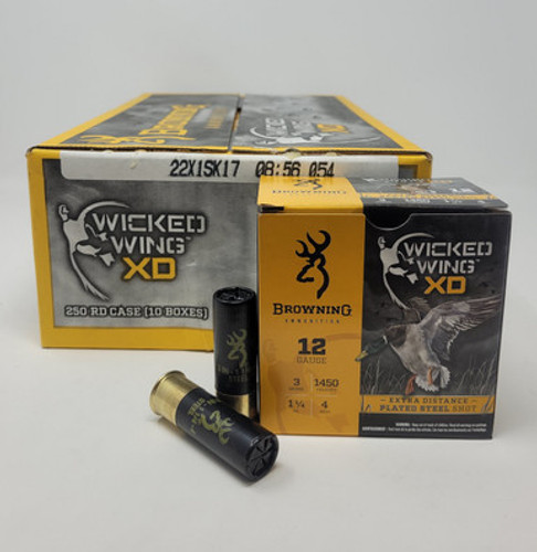 Browning 12 Gauge Ammunition Wicked Wing XD B193411234 3" #4 Steel Shot 1-1/4oz 1450fps 25 Rounds